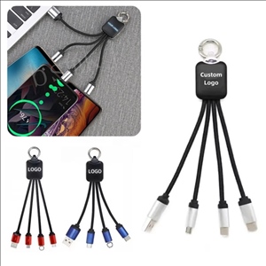 USB 4 In 1 LED Light Charging Cable Keychain